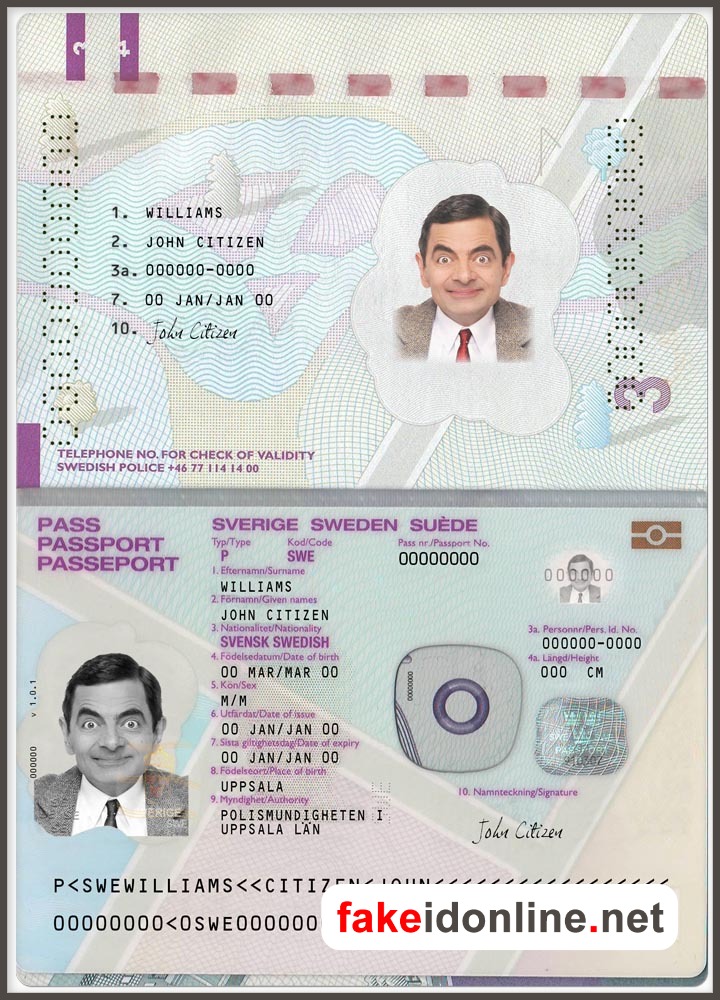 Sweden Passport Template PSD